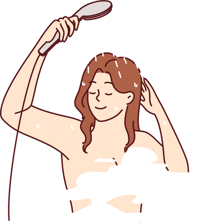 Girl bathing  Illustration
