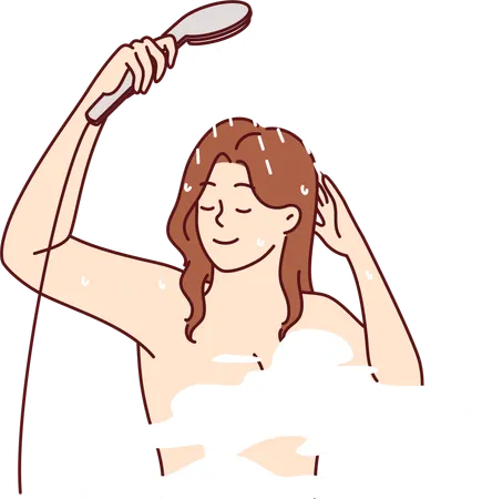 Girl bathing  Illustration