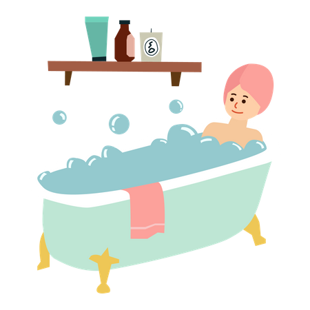 Girl bathing  Illustration