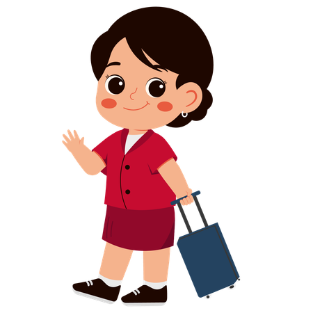 Girl becomes flight attendant  Illustration