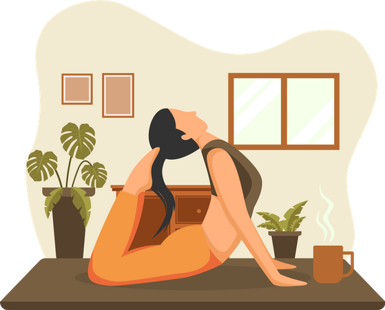 Girl bending body towards back  Illustration