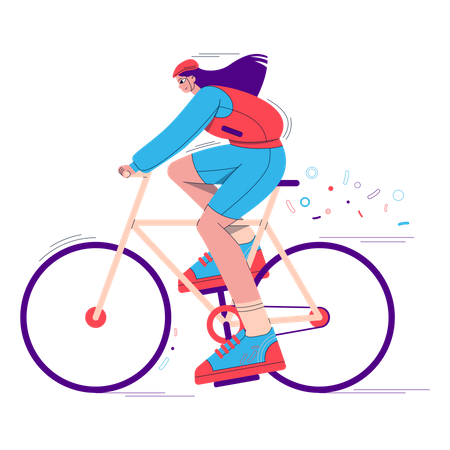 Girl bicycling  Illustration