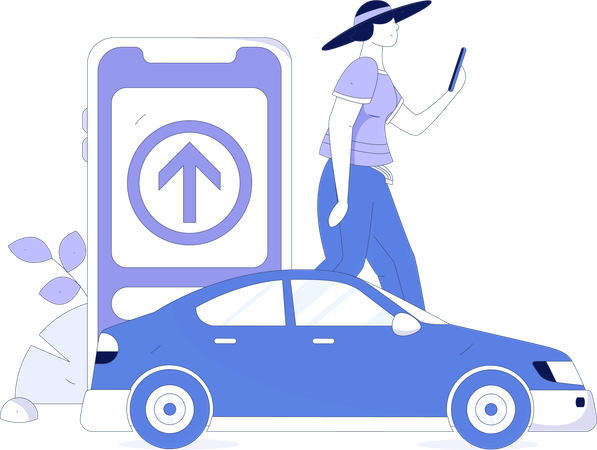 Girl booking cab  Illustration