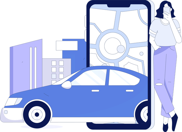 Girl booking cab  Illustration