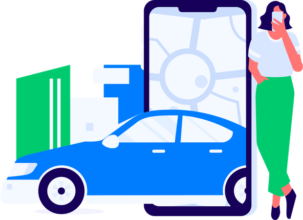 Girl booking cab  Illustration