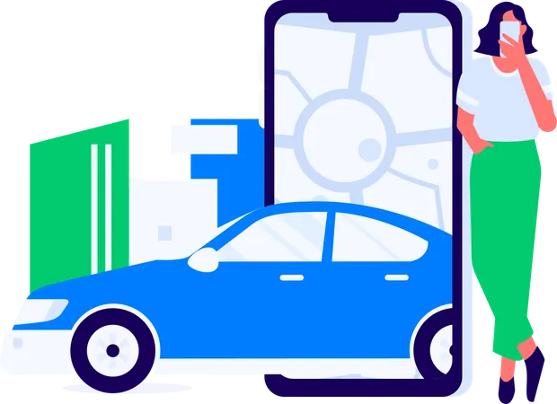 Girl booking cab  Illustration
