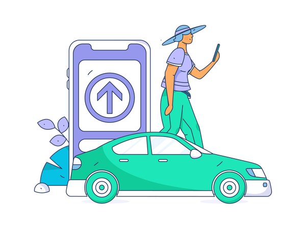 Girl booking cab  Illustration