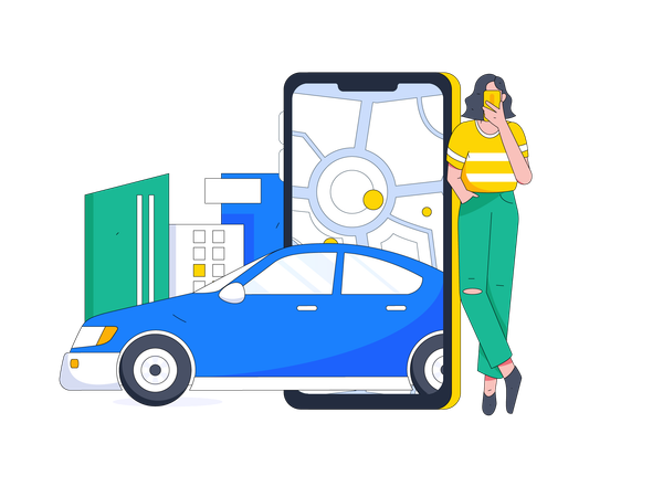 Girl booking cab  Illustration