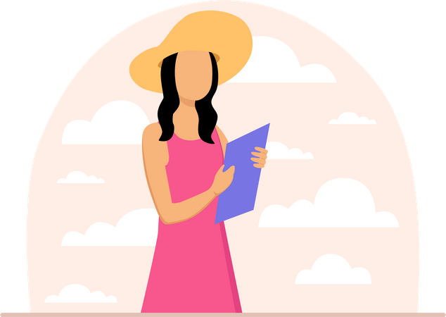 Girl booking ticket online  Illustration