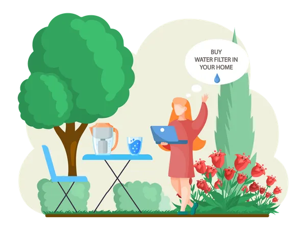 Girl bought filter for her home  Illustration