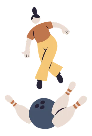 Girl Bowling  Illustration