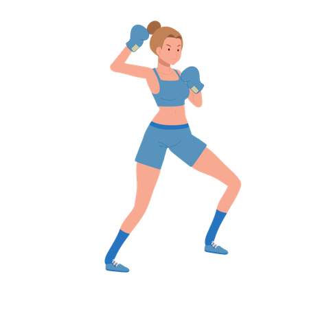 Girl Boxer in Gym Workout Session  Illustration