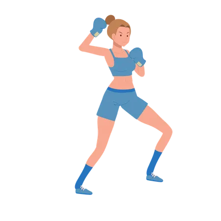 Girl Boxer in Gym Workout Session  Illustration