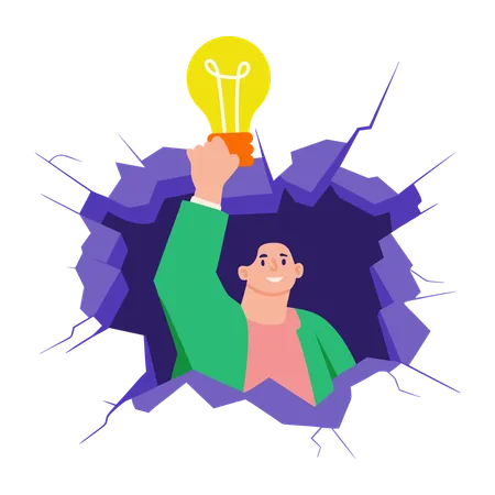 Girl breakthrough new idea  Illustration