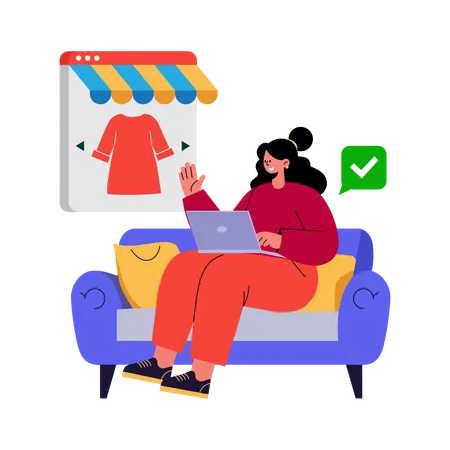 Girl browsing clothes online  Illustration
