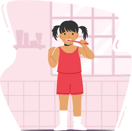 Girl brushing her teeth Illustration