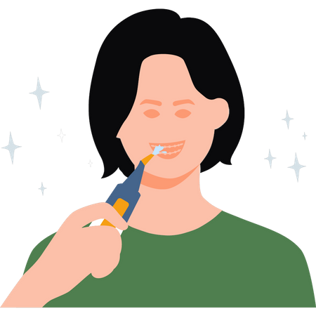 Girl brushing teeth  Illustration