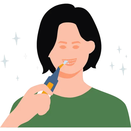 Girl brushing teeth  Illustration