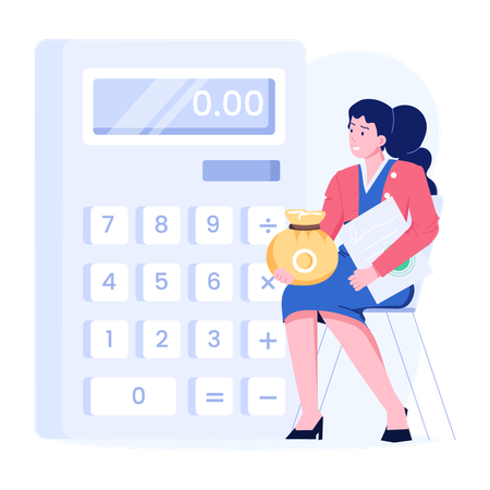 Girl budgeting  Illustration