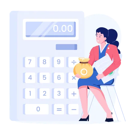 Girl budgeting  Illustration