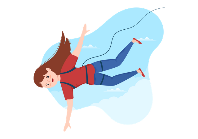 Girl Bungee Jumping Illustration