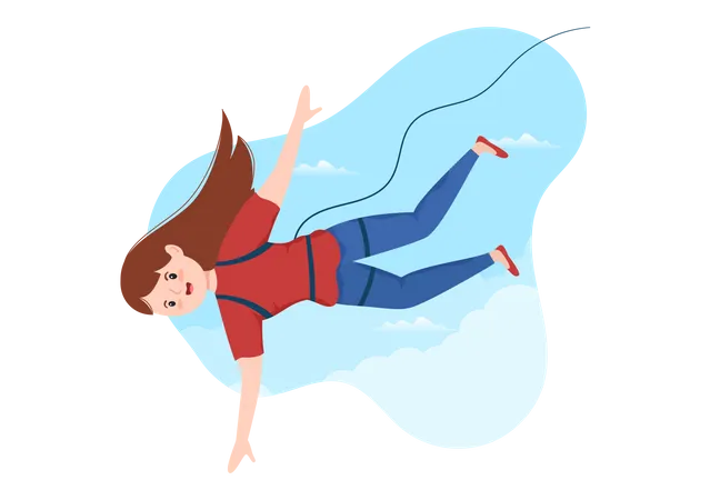 Girl Bungee Jumping  Illustration