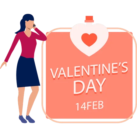 Girl busy on call talking about valentines day celebration  Illustration