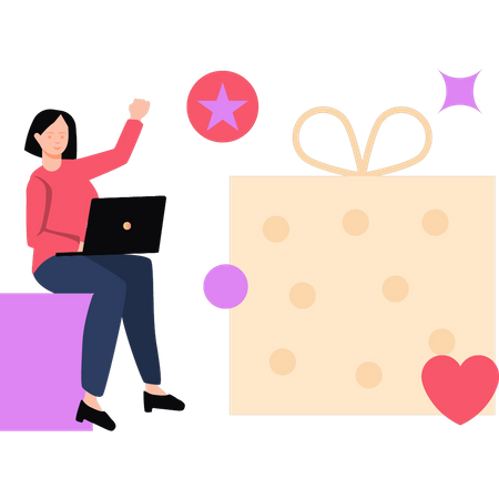 Girl buy gift online  Illustration