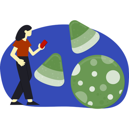 Girl buy halloween candies on phone  Illustration