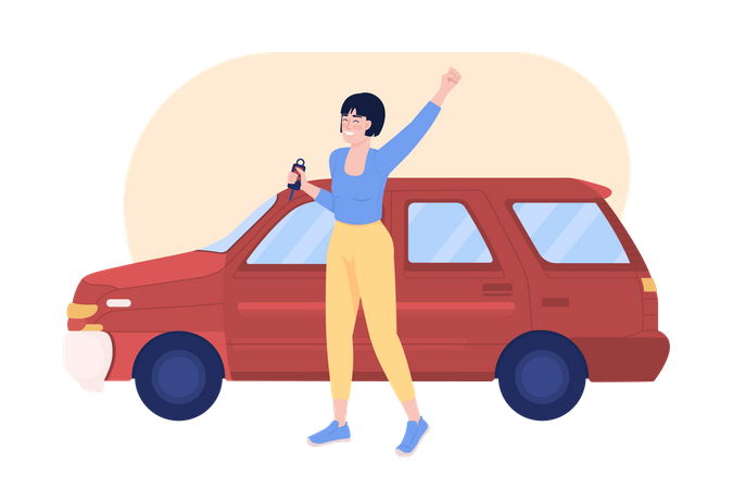 Girl buying car  Illustration