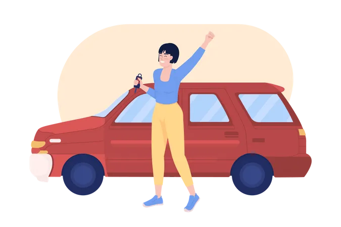 Girl buying car  Illustration