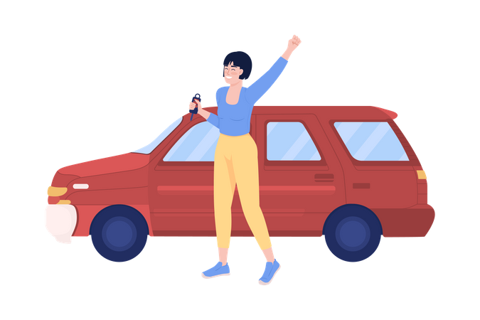 Girl buying car  Illustration