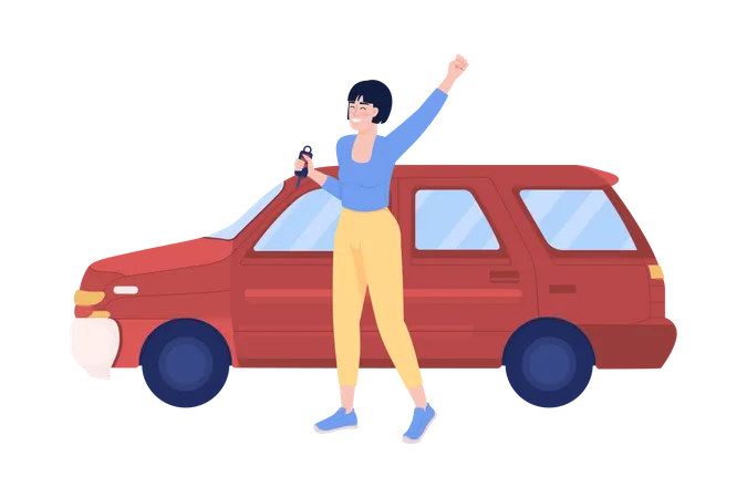 Girl buying car  Illustration