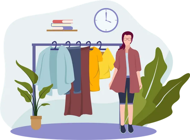 Girl buying clothes  Illustration