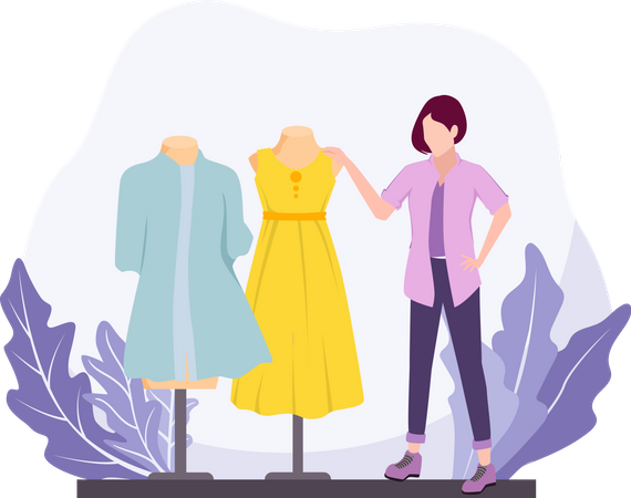 Girl buying clothes  Illustration