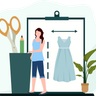 illustrations of girl buying clothes