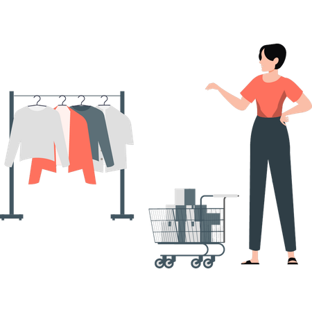 Girl buying clothes from fashion store  Illustration