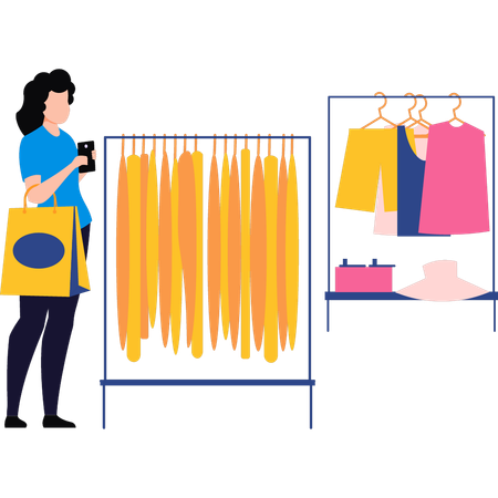 Girl buying clothes from her favourite brand  Illustration