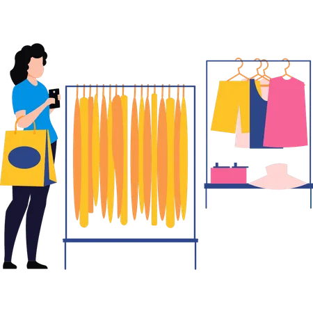 Girl buying clothes from her favourite brand  Illustration