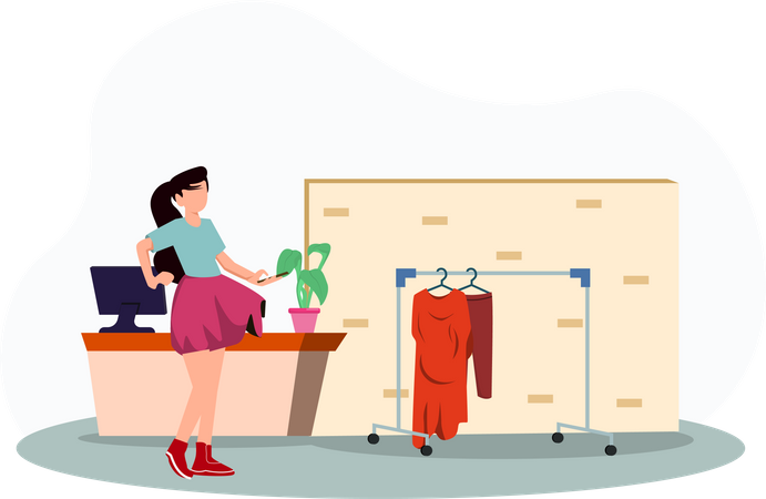 Girl buying clothes  Illustration