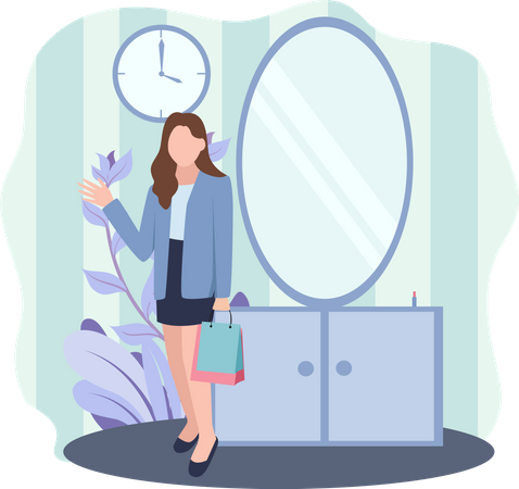 Girl buying clothes  Illustration