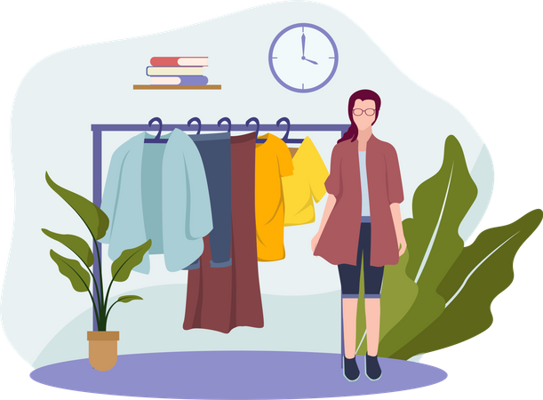 Girl buying clothes  Illustration