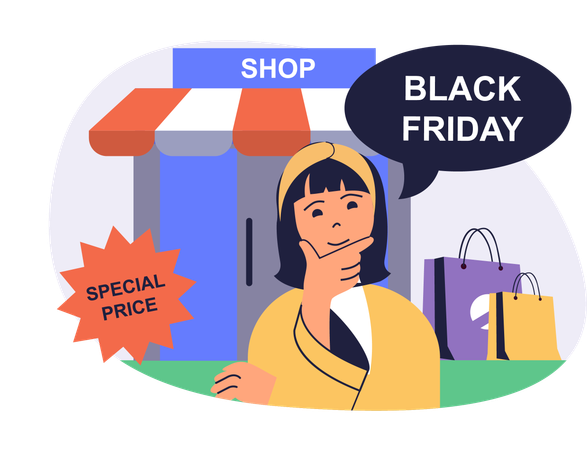 Girl buying clothes on discount  Illustration