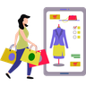 girl buying clothes illustrations