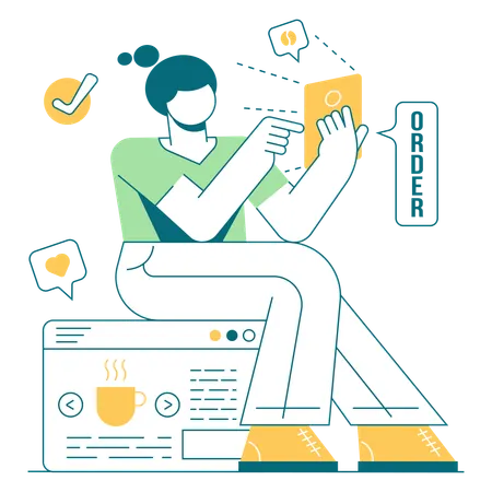 Girl buying coffee online  Illustration