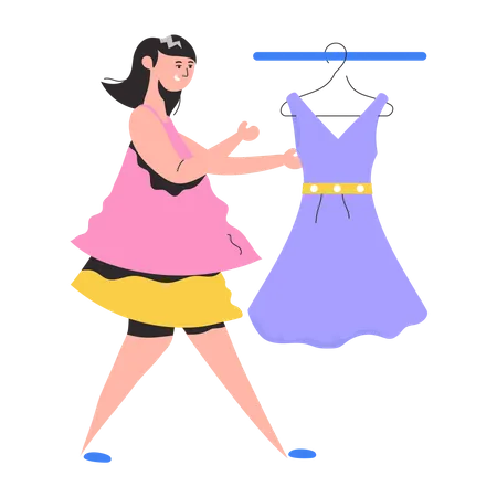 Flat Illustration Of Buying Dress Editable Design Illustration