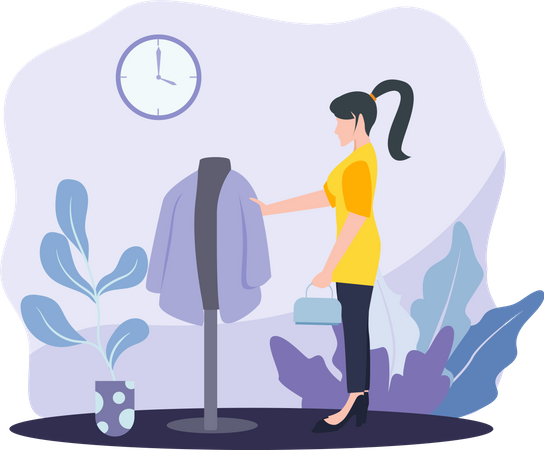 Girl buying dress  Illustration
