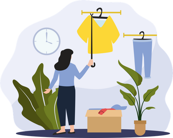 Girl buying dress  Illustration