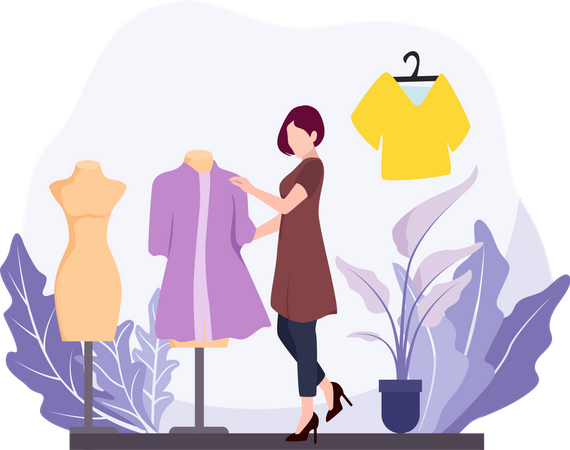 Girl buying dress  Illustration