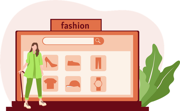 Girl buying dress  Illustration
